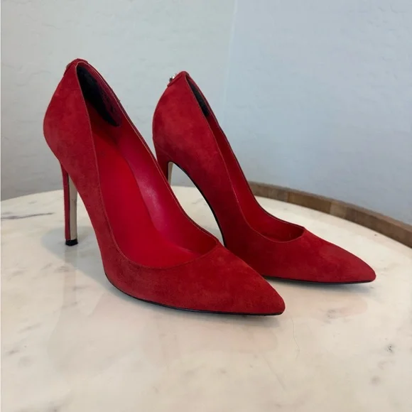 Guess Dark Red Suede Heels - Picture 4 of 6